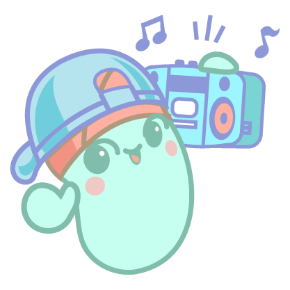 Echo, a musical Beansie character with a colorful radio