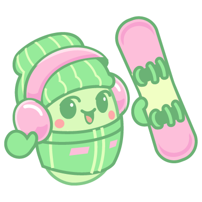 Mittens, a snowboarding Beansie character